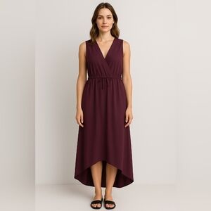 Valeria Fratta Boutique Sleeveless Wrap-Front Maxi Dress – FIG Plum – Size 40-42